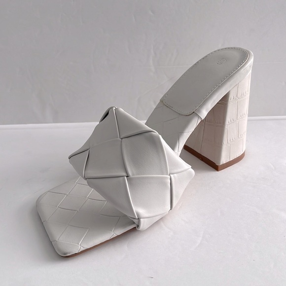 Women Braided Block Heel Sandals Square Open Toe Woven Strap Slipper Size 5.5 - Picture 2 of 10